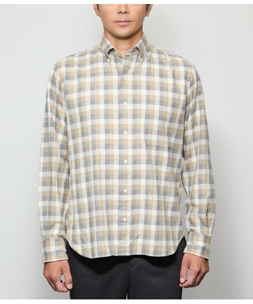 NEWYORKER / ニューヨーカー シャツ・ブラウス | NUANCES COLOR MEASURE CHECK 起毛 ネルチェック 長袖ショートボタンダウンシャツ | 詳細1