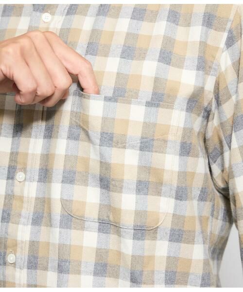 NEWYORKER / ニューヨーカー シャツ・ブラウス | NUANCES COLOR MEASURE CHECK 起毛 ネルチェック 長袖ショートボタンダウンシャツ | 詳細3
