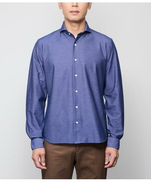 NEWYORKER / ニューヨーカー シャツ・ブラウス | Jカミーチェ ソロニットデニム 長袖カッタウェイカラーシャツ | 詳細1