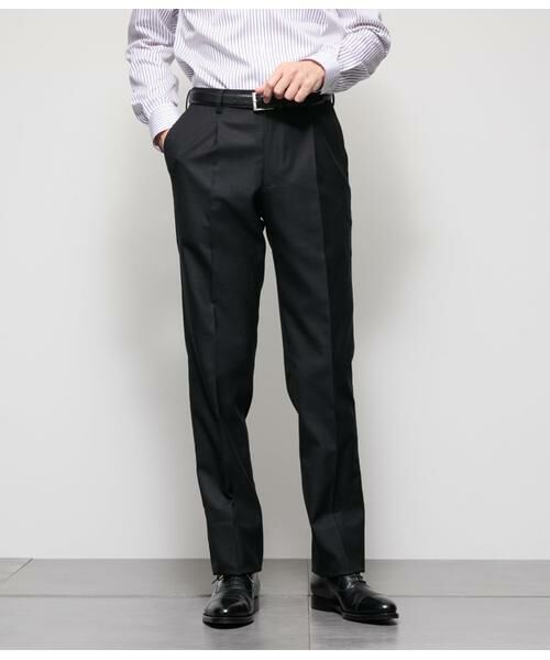 NEWYORKER/ニューヨーカー HERITAGE CLOTH 無地 サキソニー ワンタックスラックス(セットアップ対応) グレー 82 NEWYORKER/ニューヨーカー HERITAGE CLOTH 無地 サキソニー ワンタックスラックス(セットアップ対応) グレー 82