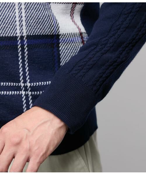 NEWYORKER / ニューヨーカー カーディガン・ボレロ | ニューヨーカータータン ケーブル柄スタンドフルジップ カーディガン | 詳細3