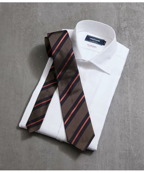 NEWYORKER/ニューヨーカー Classico Seta サテンカラーストライプ ネクタイ ブラウン フリー NEWYORKER/ニューヨーカー Classico Seta サテンカラーストライプ ネクタイ ブラウン フリー