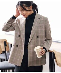 NEWYORKER / ニューヨーカー テーラードジャケット | カラードグレンチェック ピークドラペルダブルブレストジャケット