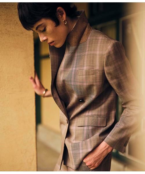 NEWYORKER / ニューヨーカー テーラードジャケット | カラードグレンチェック ピークドラペルダブルブレストジャケット | 詳細16