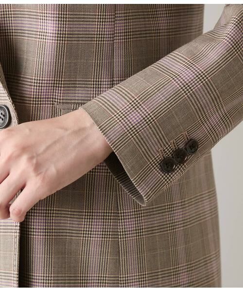 NEWYORKER / ニューヨーカー テーラードジャケット | カラードグレンチェック ピークドラペルダブルブレストジャケット | 詳細4