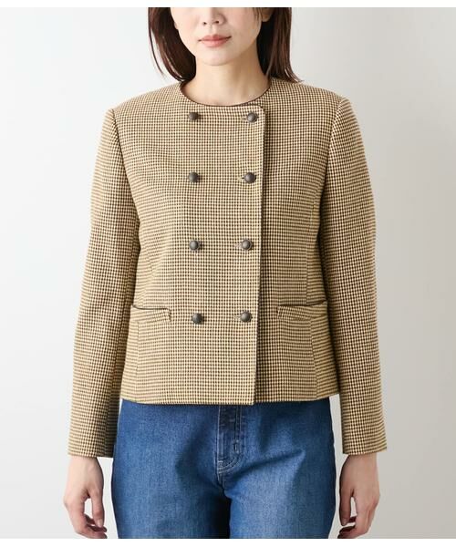 NEWYORKER / ニューヨーカー テーラードジャケット | カラーインブロック ダブルブレストジャケット | 詳細12