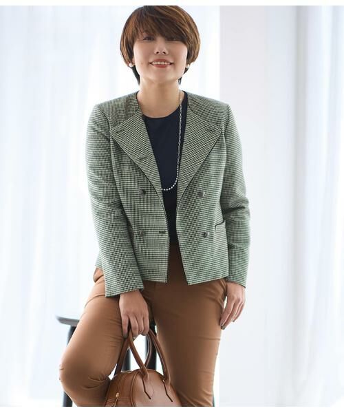 NEWYORKER / ニューヨーカー テーラードジャケット | カラーインブロック ダブルブレストジャケット | 詳細9