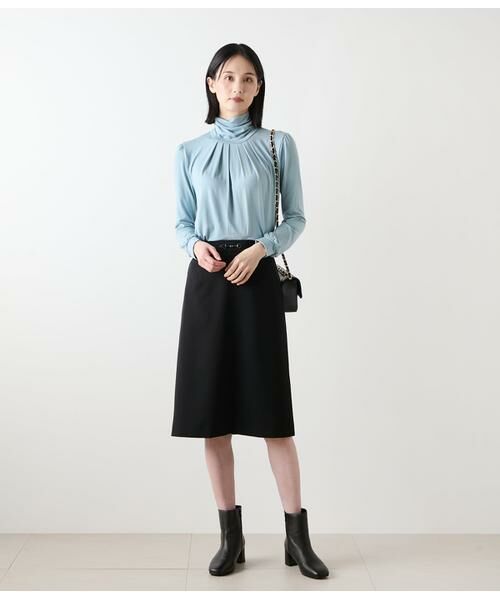 NEWYORKER / ニューヨーカー ミニ・ひざ丈スカート | ギャバライクポリエステル ビット付きAラインスカート | 詳細10