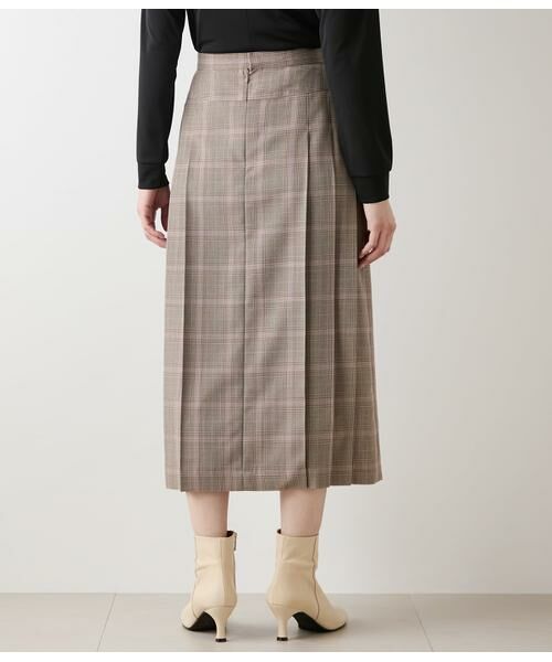 NEWYORKER / ニューヨーカー ミニ・ひざ丈スカート | カラードグレンチェック サイドタックプリーツスカート | 詳細2