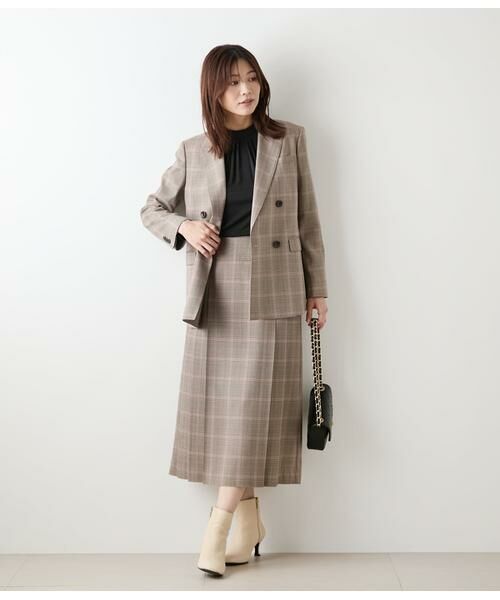 NEWYORKER / ニューヨーカー ミニ・ひざ丈スカート | カラードグレンチェック サイドタックプリーツスカート | 詳細7