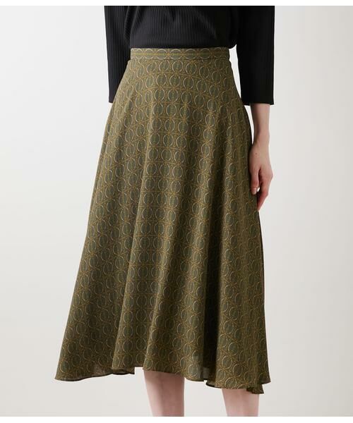 NEWYORKER / ニューヨーカー ミニ・ひざ丈スカート | ビットプリント フレアスカート | 詳細1