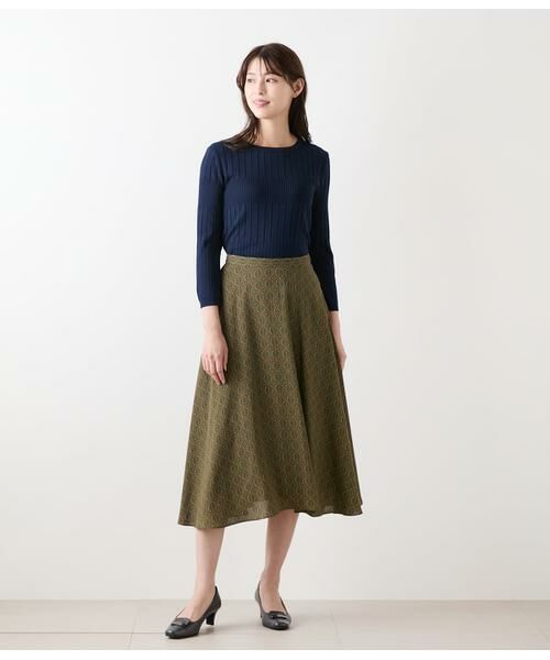 NEWYORKER / ニューヨーカー ミニ・ひざ丈スカート | ビットプリント フレアスカート | 詳細6