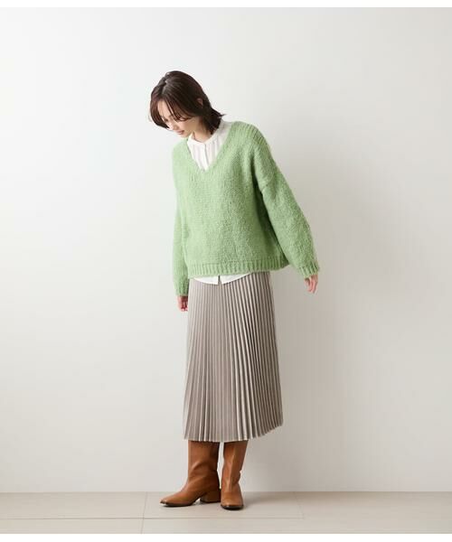 NEWYORKER / ニューヨーカー ミニ・ひざ丈スカート | フェイクスエード アコーディオンプリーツスカート | 詳細9