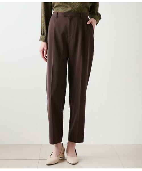 NEWYORKER / ニューヨーカー チノ・ワークパンツ | ギャバライクポリエステル タックテーパードパンツ | 詳細1