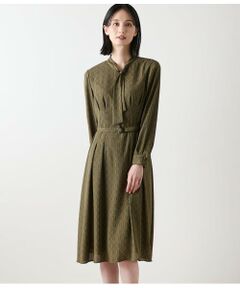 NEWYORKER / ニューヨーカー ミニ丈・ひざ丈ワンピース | ビットプリント ボウタイワンピース