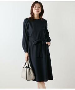 NEWYORKER / ニューヨーカー ミニ丈・ひざ丈ワンピース | ウール混ハウンドトゥース ウエスト切替えパイピングフレアワンピース