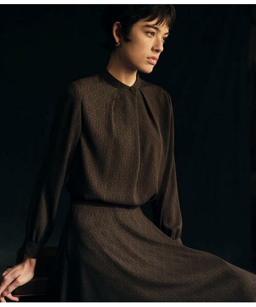 NEWYORKER / ニューヨーカー シャツ・ブラウス | ビットプリント スタンドカラーブラウス | 詳細10