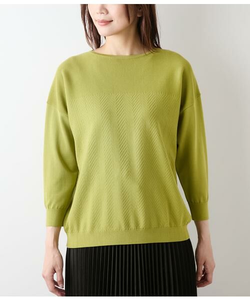 NEWYORKER / ニューヨーカー ニット・セーター | TCヘリンボーン 7分袖ニットプルオーバー | 詳細1