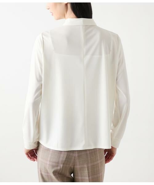 NEWYORKER / ニューヨーカー カットソー | ポリエステル強撚スムース ボウタイ付きハイネックカットソープルオーバー | 詳細3