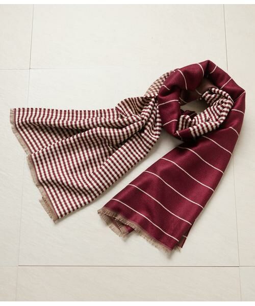 NEWYORKER / ニューヨーカー マフラー・ショール・スヌード・ストール | チェックボーダーストール（ワイン）