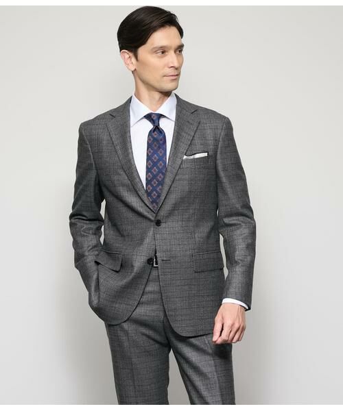 NEWYORKER/ニューヨーカー PREMIUM ミルドチェック ジャケット(セットアップ対応) グレー L NEWYORKER/ニューヨーカー PREMIUM ミルドチェック ジャケット(セットアップ対応) グレー L