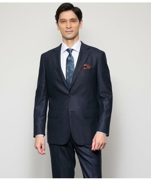NEWYORKER/ニューヨーカー PREMIUM ミルドチェック ジャケット(セットアップ対応) ネイビー FXL NEWYORKER/ニューヨーカー PREMIUM ミルドチェック ジャケット(セットアップ対応) ネイビー FXL