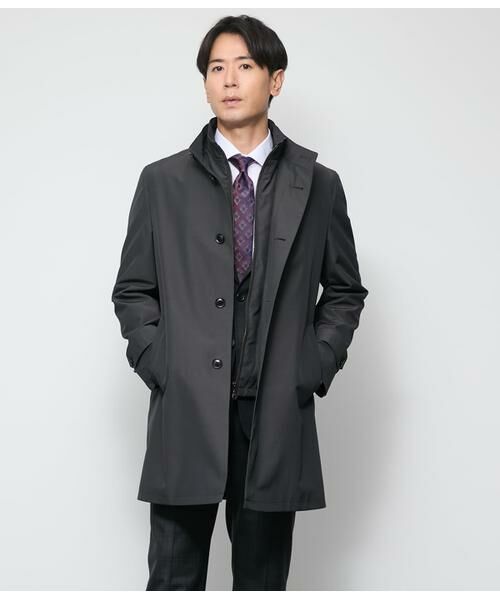 NEWYORKER/ニューヨーカー WOOLIAN PLAIN レイヤードスタンドカラーコート ダークグレー L NEWYORKER/ニューヨーカー WOOLIAN PLAIN レイヤードスタンドカラーコート ダークグレー L