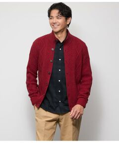 NEWYORKER / ニューヨーカー カーディガン・ボレロ | カシミヤ混 ケーブル スタンドカラーカーディガン