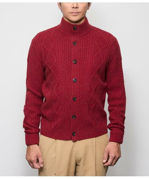 NEWYORKER / ニューヨーカー カーディガン・ボレロ | カシミヤ混 ケーブル スタンドカラーカーディガン | 詳細1