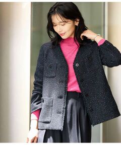 NEWYORKER / ニューヨーカー テーラードジャケット | ネオンカラーミックスツィード ノーカラージャケット