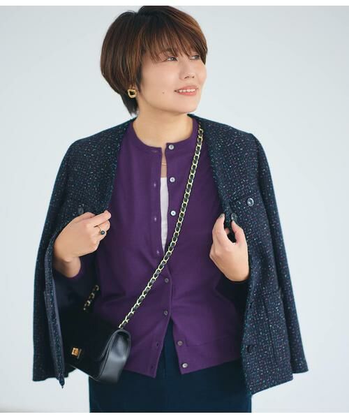 NEWYORKER / ニューヨーカー テーラードジャケット | ネオンカラーミックスツィード ノーカラージャケット | 詳細11