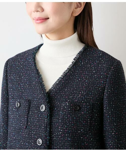 NEWYORKER / ニューヨーカー テーラードジャケット | ネオンカラーミックスツィード ノーカラージャケット | 詳細3