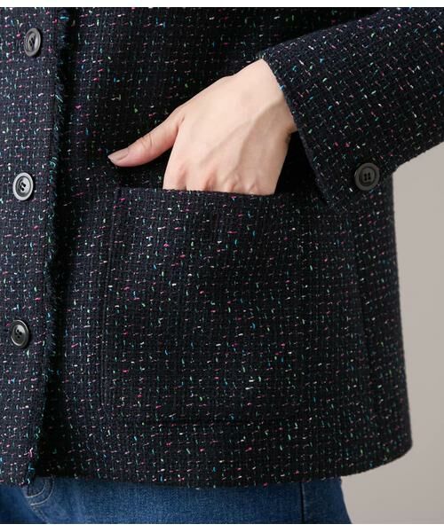 NEWYORKER / ニューヨーカー テーラードジャケット | ネオンカラーミックスツィード ノーカラージャケット | 詳細5