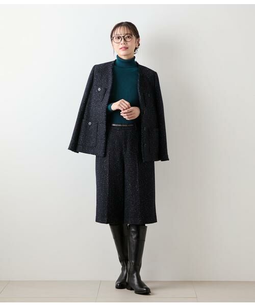 NEWYORKER / ニューヨーカー テーラードジャケット | ネオンカラーミックスツィード ノーカラージャケット | 詳細8