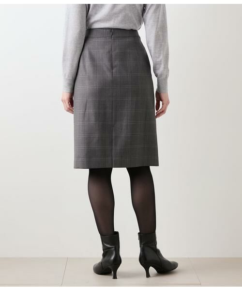 NEWYORKER / ニューヨーカー ミニ・ひざ丈スカート | ウールウインドウペイン ストレートスカート | 詳細2