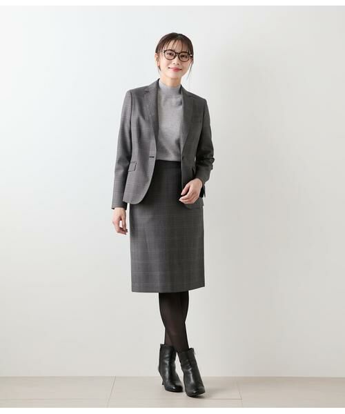 NEWYORKER / ニューヨーカー ミニ・ひざ丈スカート | ウールウインドウペイン ストレートスカート | 詳細6