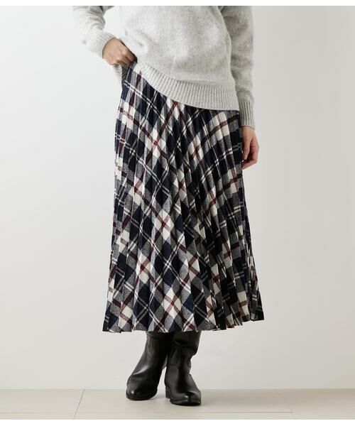 NEWYORKER / ニューヨーカー ロング・マキシ丈スカート | エターミンニューヨーカータータン プリーツスカート(ネイビー)