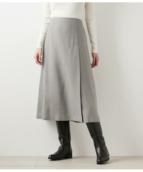 NEWYORKER/ニューヨーカー TWビエラ ワンタックAラインスカート ライトグレー 7号