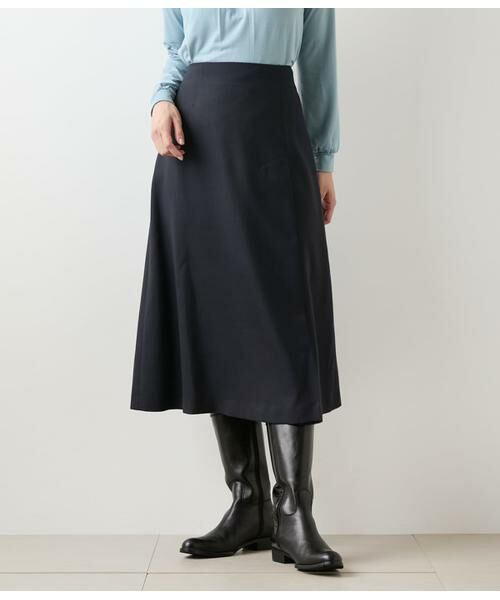 NEWYORKER/ニューヨーカー TWビエラ ワンタックAラインスカート ネイビー 13号 NEWYORKER/ニューヨーカー TWビエラ ワンタックAラインスカート ネイビー 13号