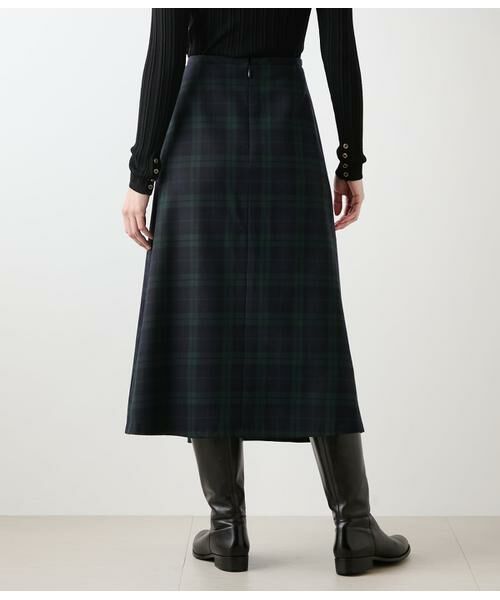 NEWYORKER / ニューヨーカー ミニ・ひざ丈スカート | ウールブラックウォッチ アシメキルトスカート | 詳細2