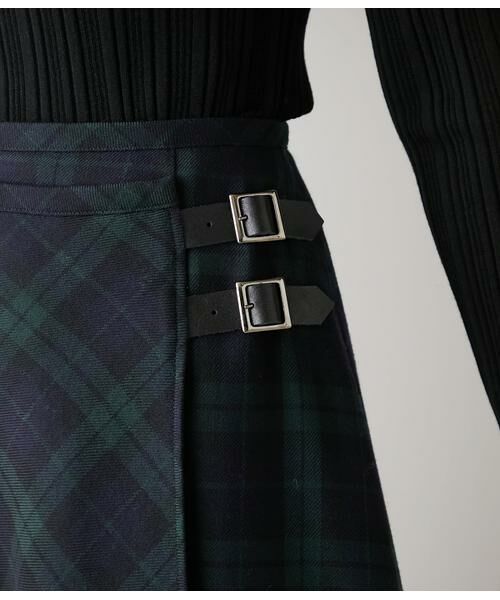 NEWYORKER / ニューヨーカー ミニ・ひざ丈スカート | ウールブラックウォッチ アシメキルトスカート | 詳細3