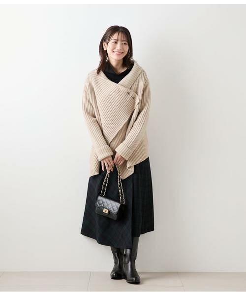 NEWYORKER / ニューヨーカー ミニ・ひざ丈スカート | ウールブラックウォッチ アシメキルトスカート | 詳細9