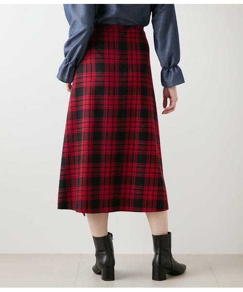 NEWYORKER / ニューヨーカー ミニ・ひざ丈スカート | ウールタータン アシメキルトスカート | 詳細2