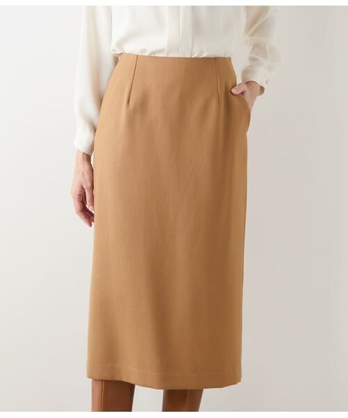 NEWYORKER / ニューヨーカー ロング・マキシ丈スカート | ウールブレンドダブルクロス ロングタイトスカート | 詳細1