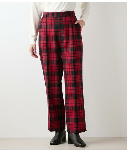 NEWYORKER / ニューヨーカー チノ・ワークパンツ | ウールタータン ワンタックテーパードパンツ | 詳細1