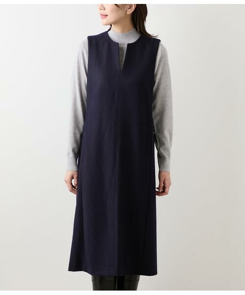 NEWYORKER / ニューヨーカー ミニ丈・ひざ丈ワンピース | NEWYORKER MELTON キーネックジャンパースカート | 詳細1