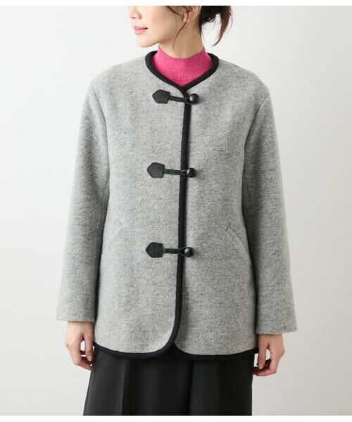 NEWYORKER / ニューヨーカー ダッフルコート | スライバーニット ノーカラーダッフルコート | 詳細1