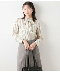 NEWYORKER / ニューヨーカー シャツ・ブラウス | アムンゼンドットプリント 長袖ボウタイブラウス