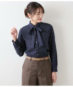 NEWYORKER / ニューヨーカー シャツ・ブラウス | アムンゼンドットプリント 長袖ボウタイブラウス