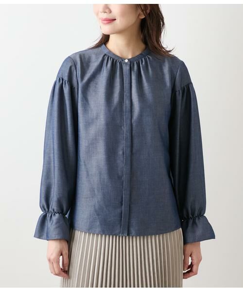 NEWYORKER / ニューヨーカー シャツ・ブラウス | ダンガリーツイル ギャザーフリルブラウス | 詳細1